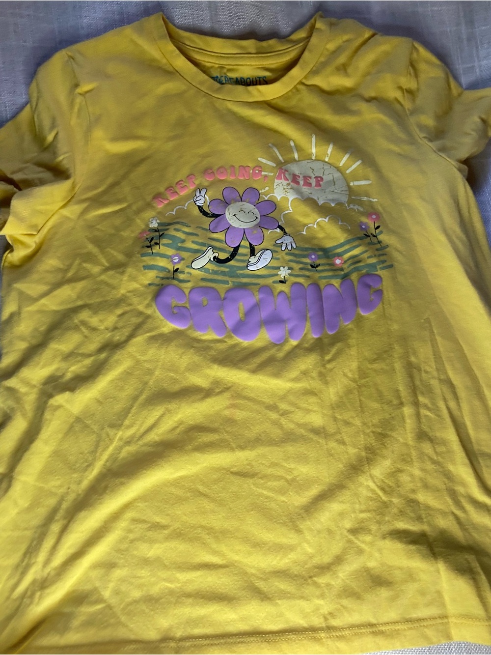 Kids Yellow Graphic Tee - "Keep Growing" Floral Print- and pants match